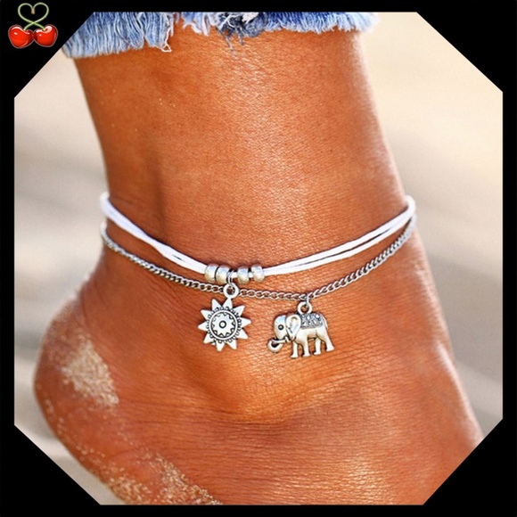 Mary's Cherries Boutique Jewelry - 🍒 BABY Elephant 🐘 Silver Layered Anklet